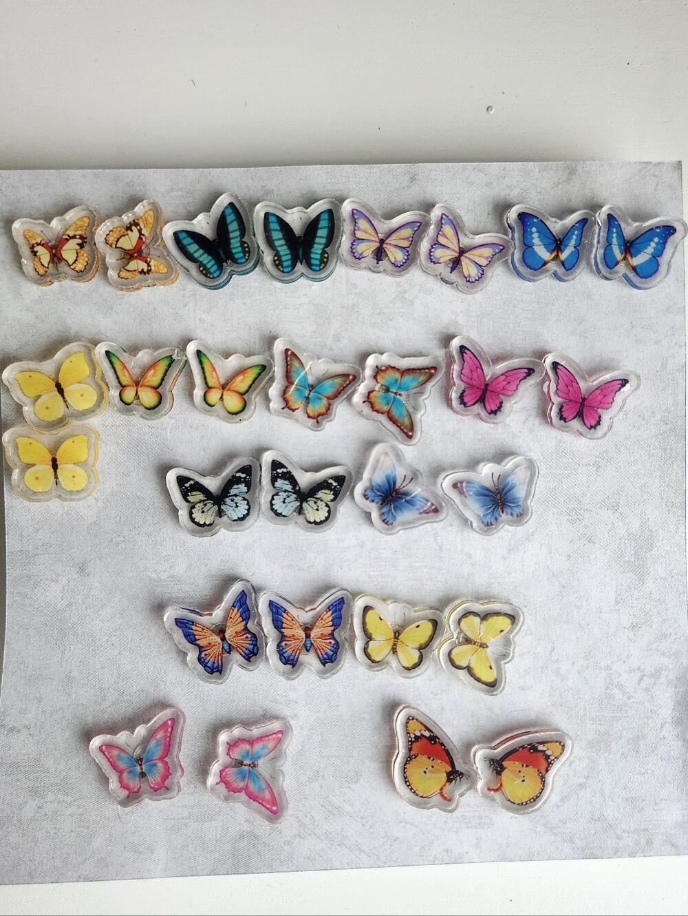 14 Pairs Butterfly earrings Colorful Acrylic Moth fashion Earrings For Women Lot